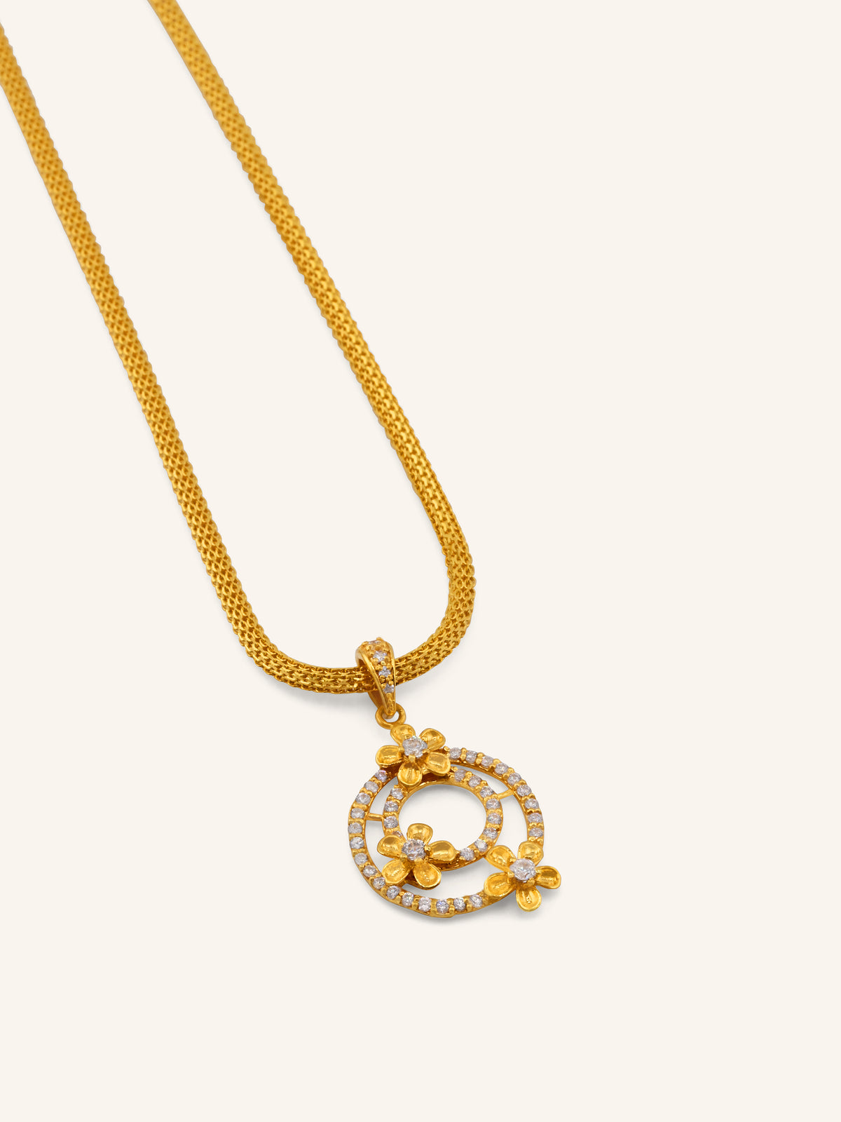 22ct Gold CZ Pendant Set
