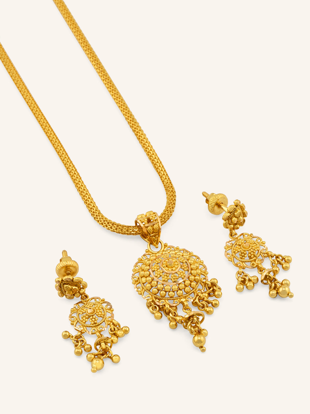 22ct Gold Filigree Pendant Set