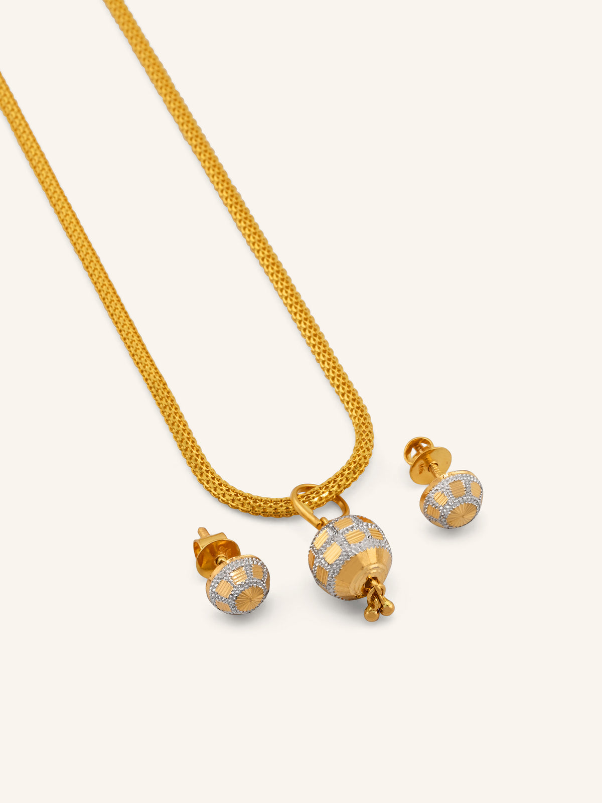 22ct Gold Two Tone Ball Pendant Set