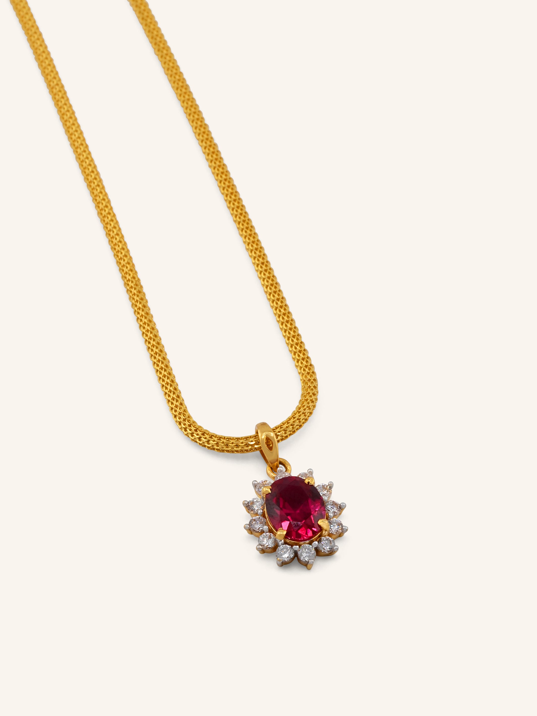 22ct Gold Pink CZ Pendant Set