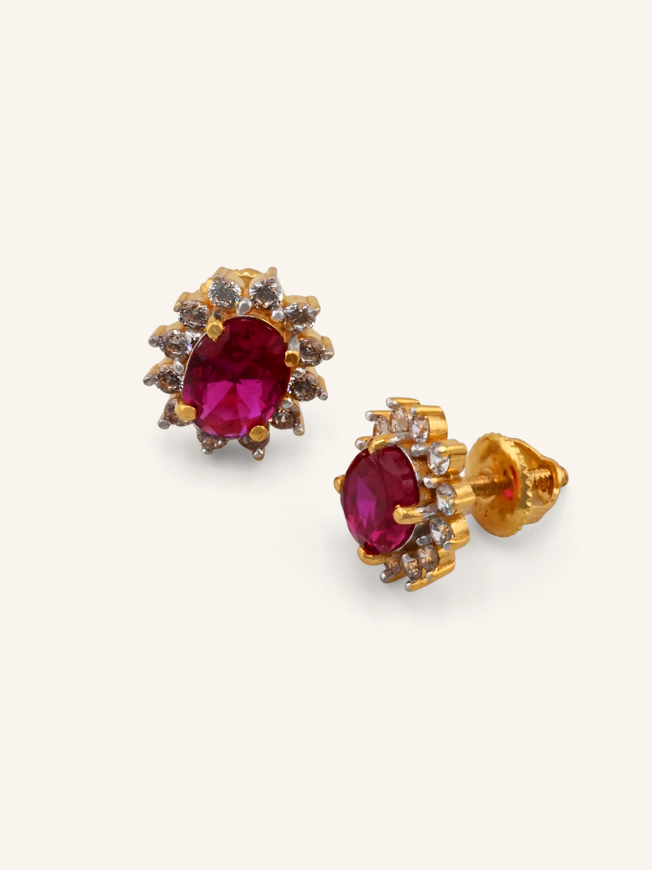 22ct Gold Pink CZ Pendant Set