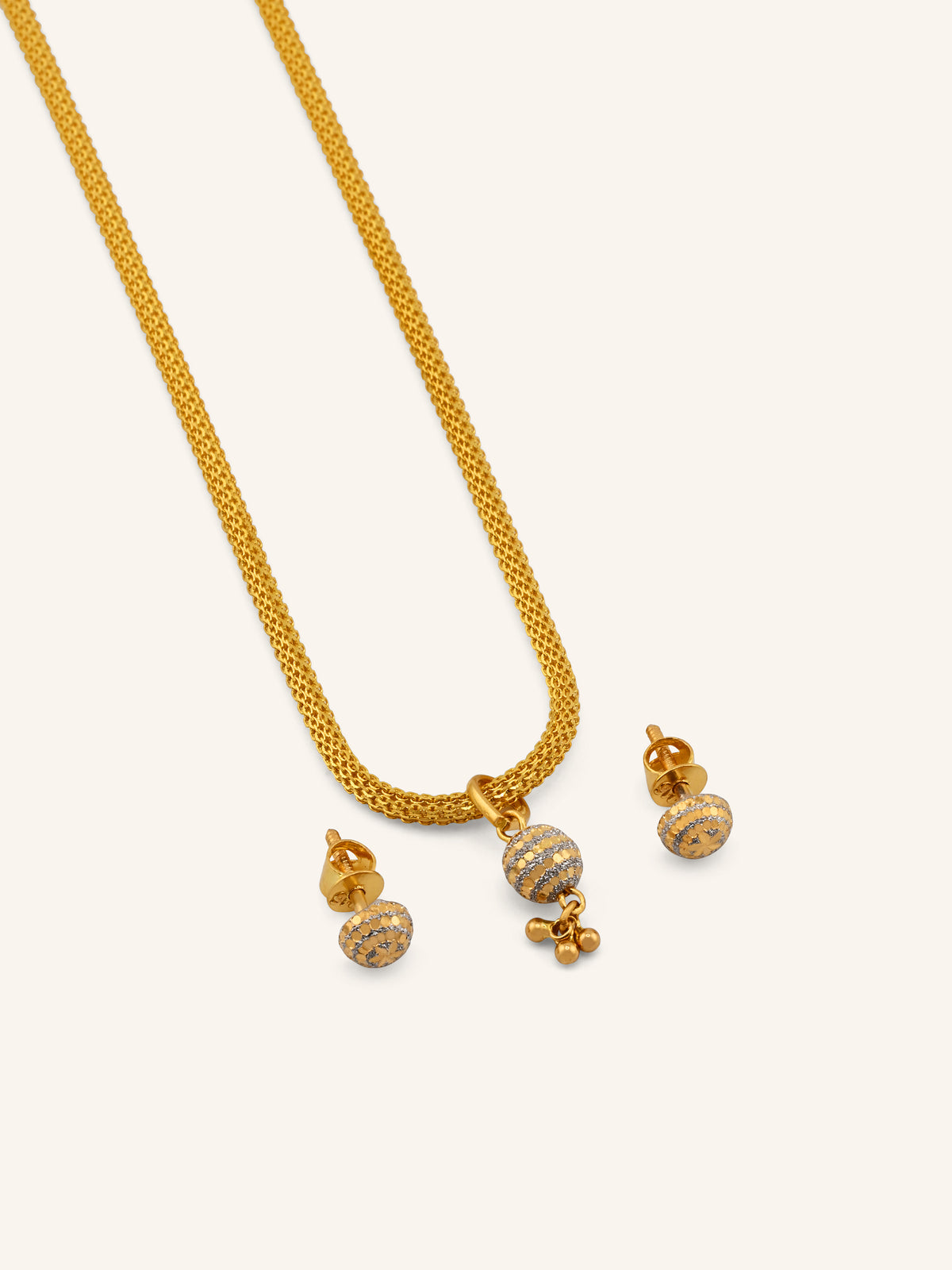 22ct Gold Two Tone Ball Pendant Set