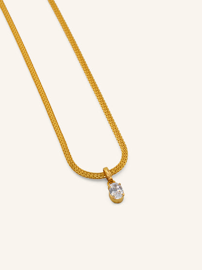 22ct Gold CZ Oval Pendant Set