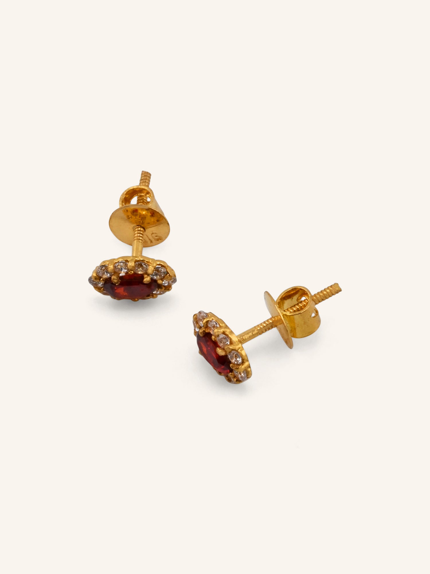 22ct Gold Pink CZ Oval Pendant Set