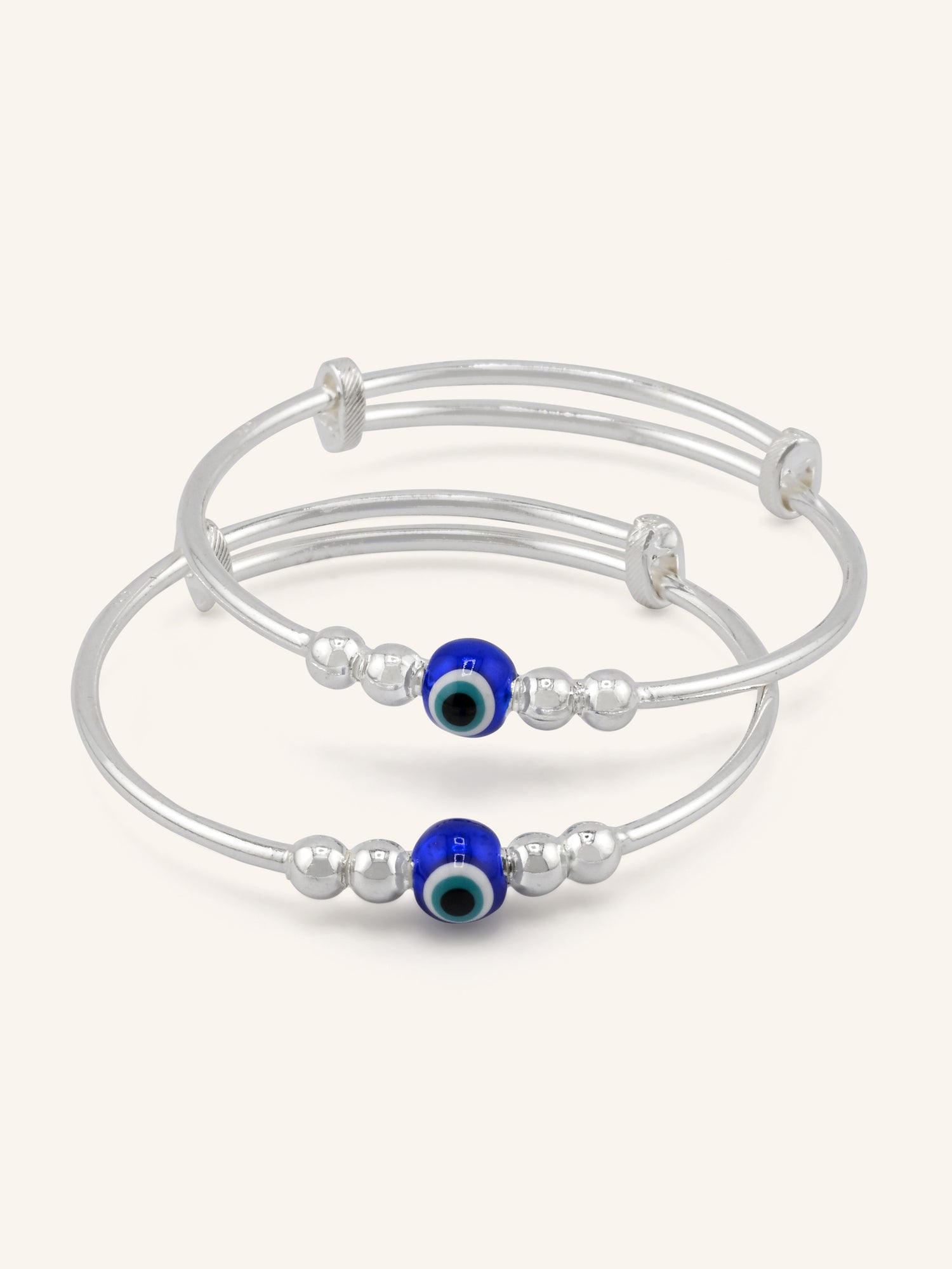 Silver Evil Eye Adjustable Pair Baby Bangle