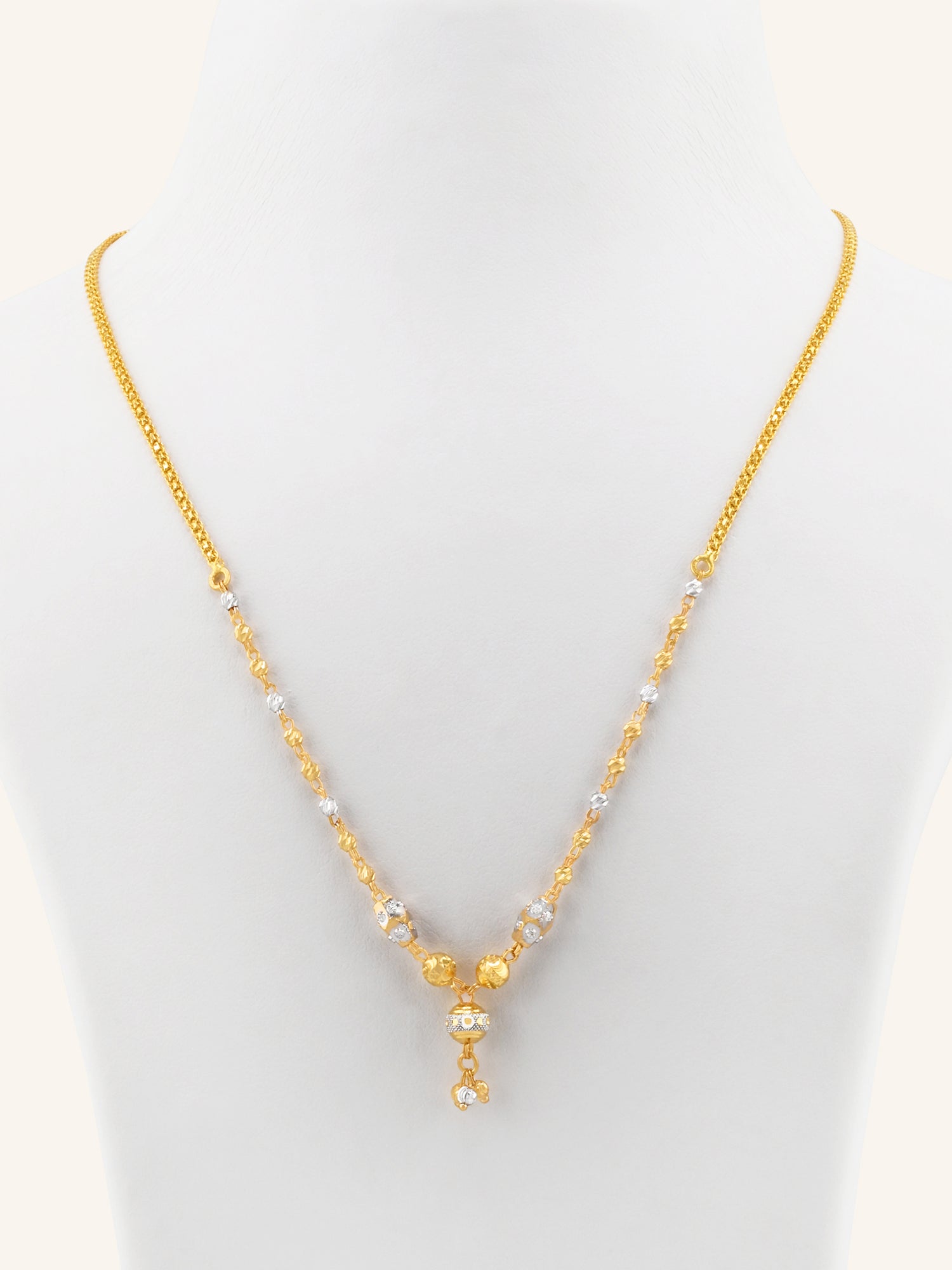 22ct Gold Two Tone Ball Mala Chain