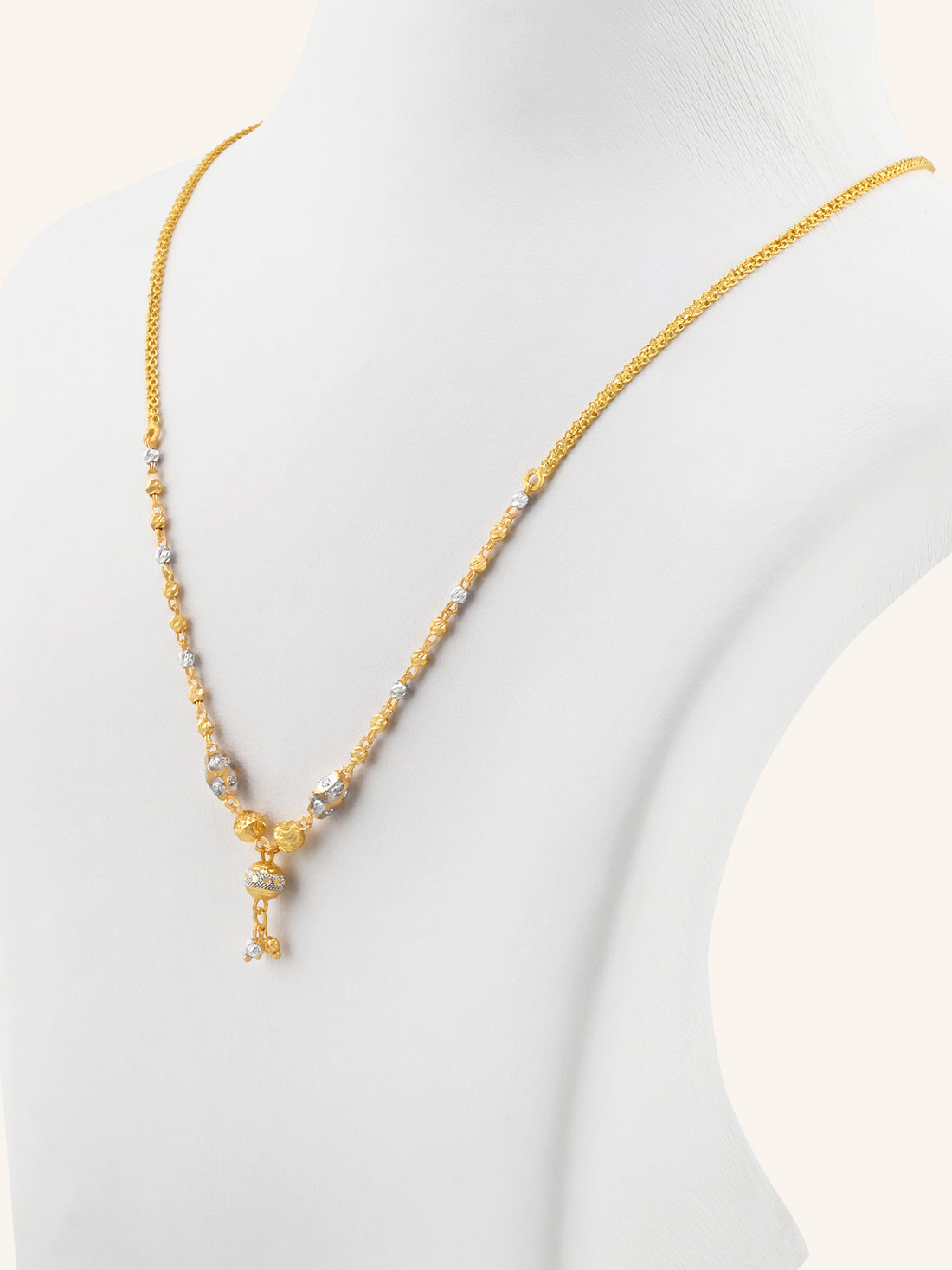 22ct Gold Two Tone Ball Mala Chain