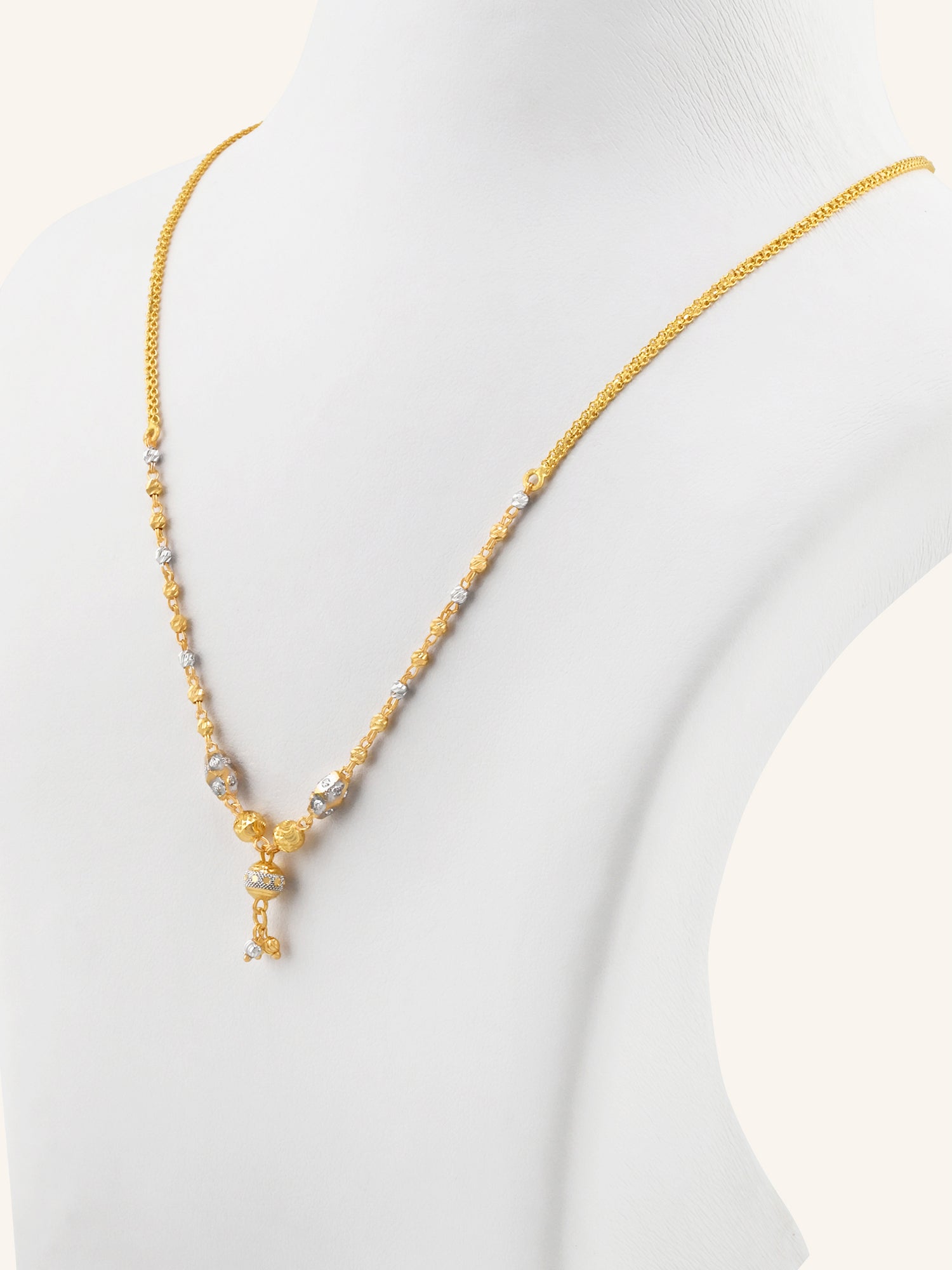 22ct Gold Two Tone Ball Mala Chain