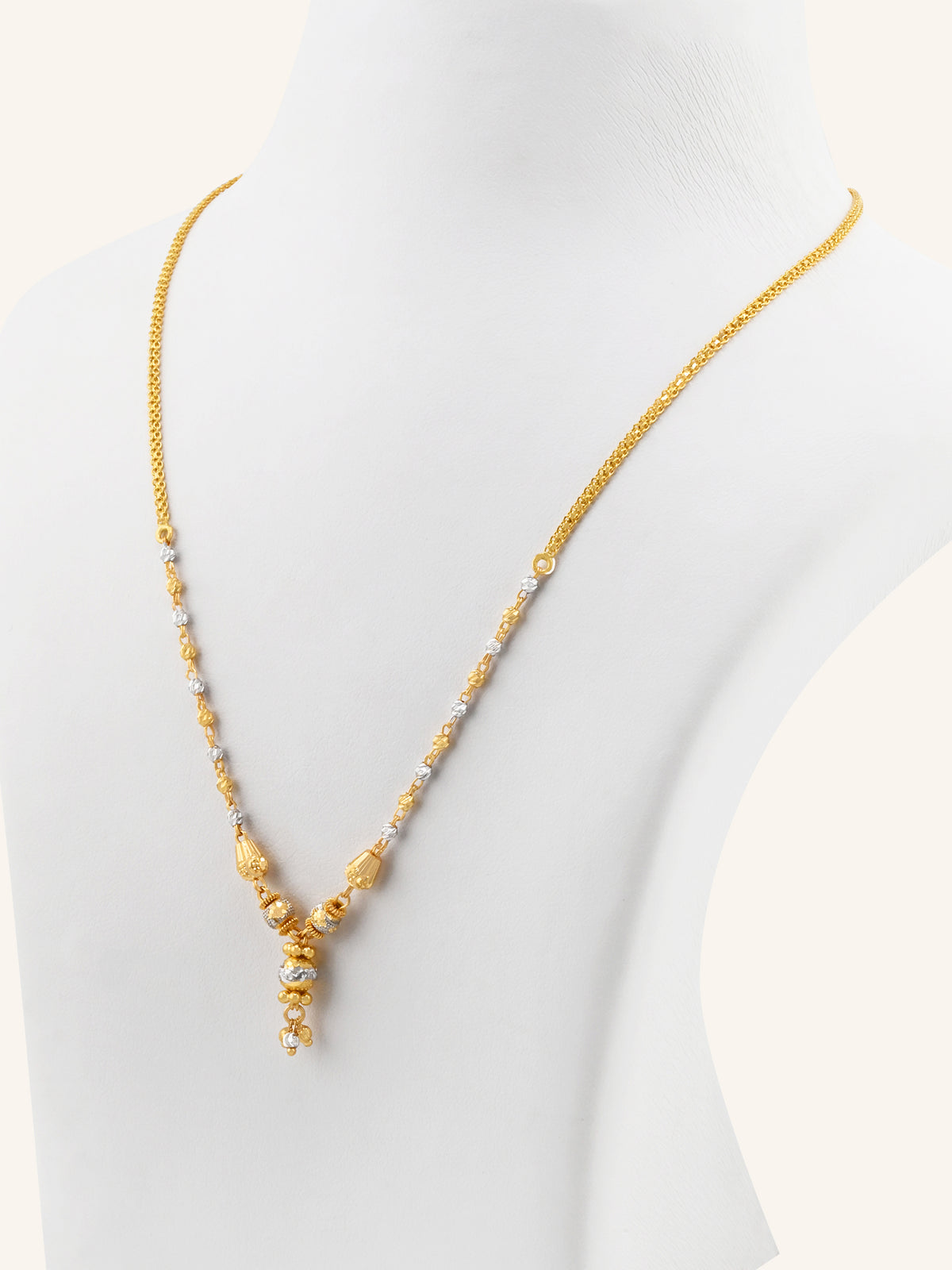 22ct Gold Two Tone Ball Mala Chain