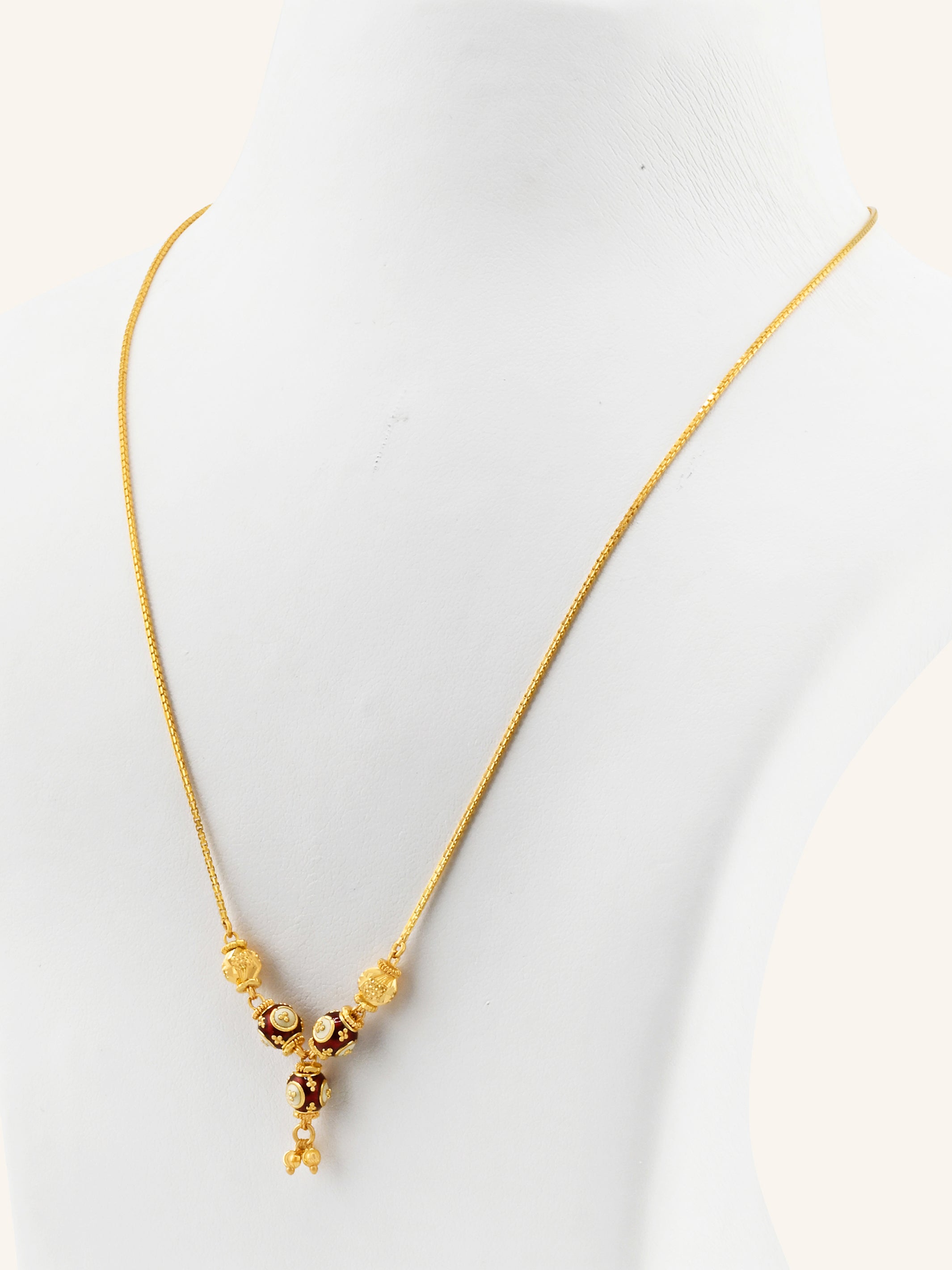 22ct Gold Meenakari Ball Chain