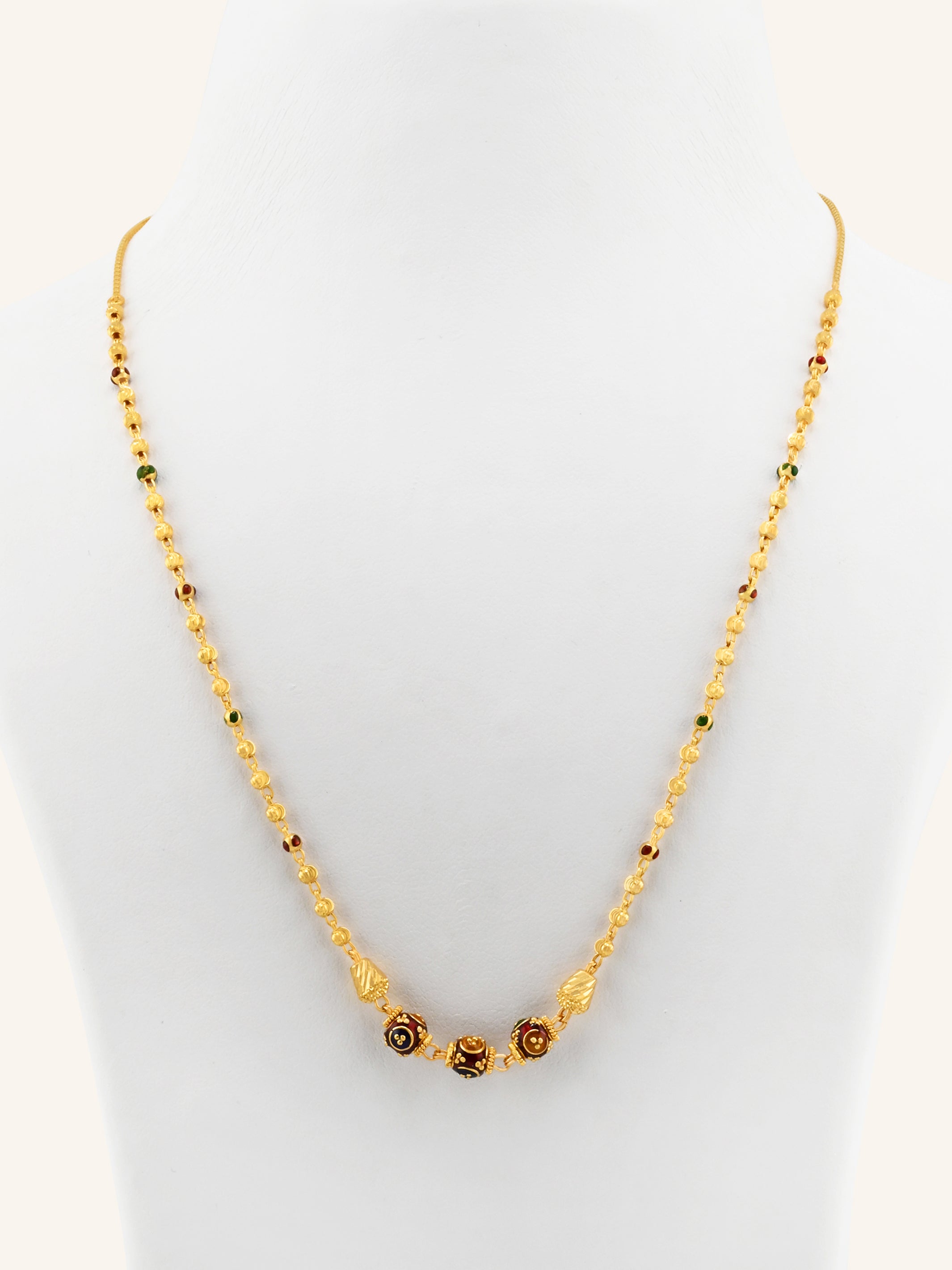 22ct Gold Meenakari Ball Chain