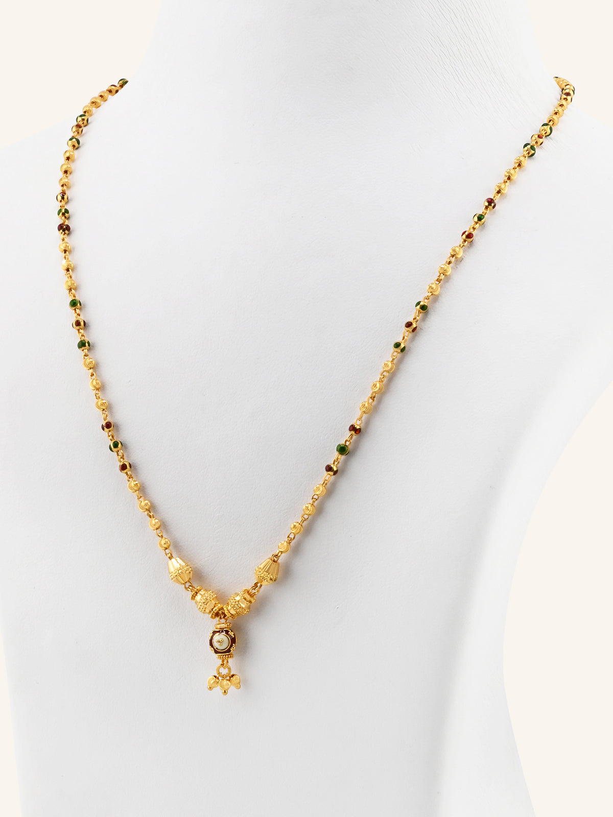 22ct Gold Meenakari Ball Chain