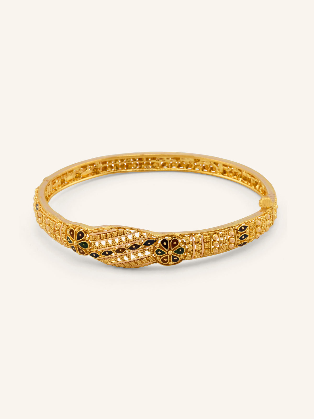 22ct Gold Meenakari 1 Piece Screw Bangle