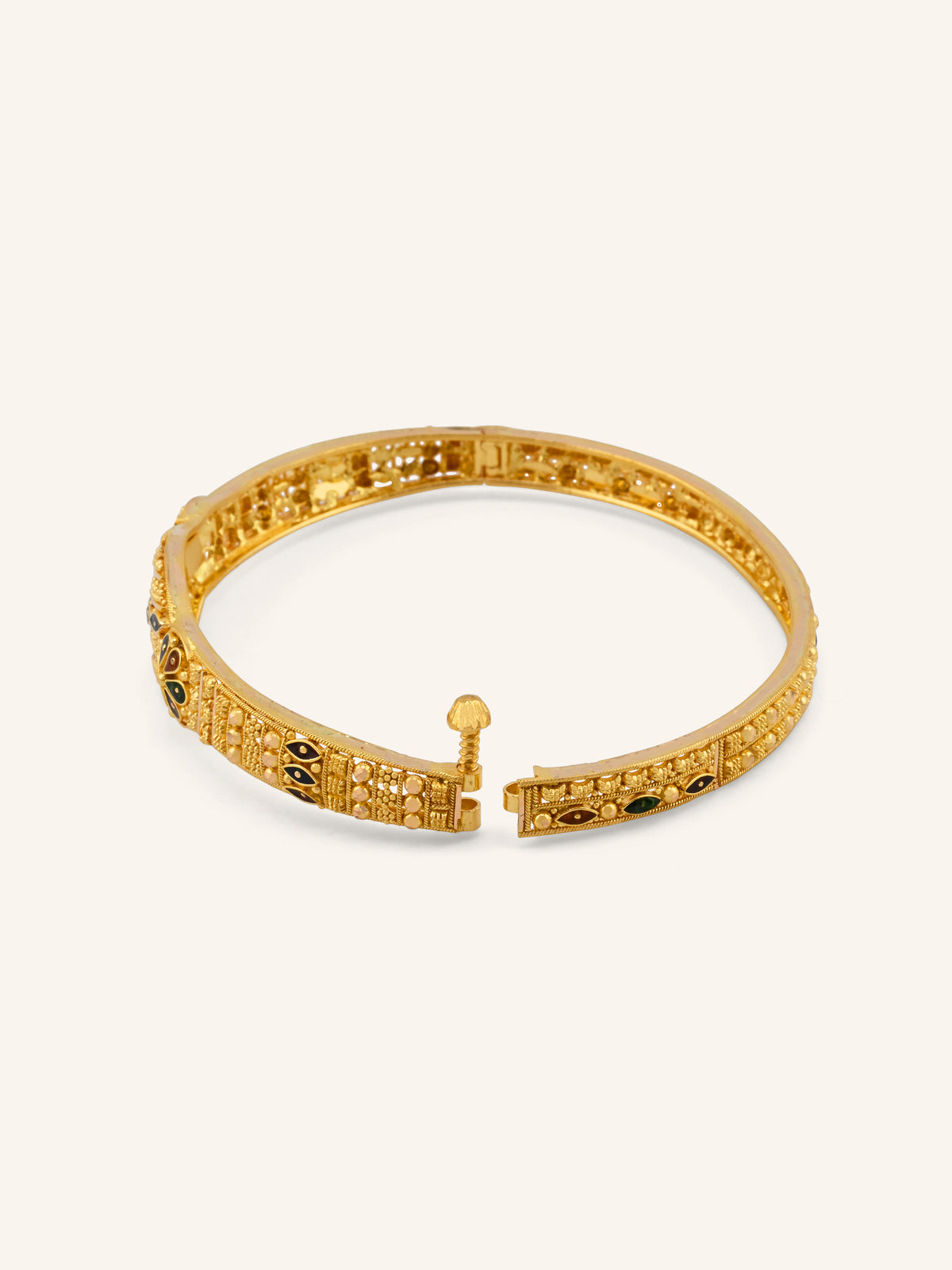 22ct Gold Meenakari 1 Piece Screw Bangle