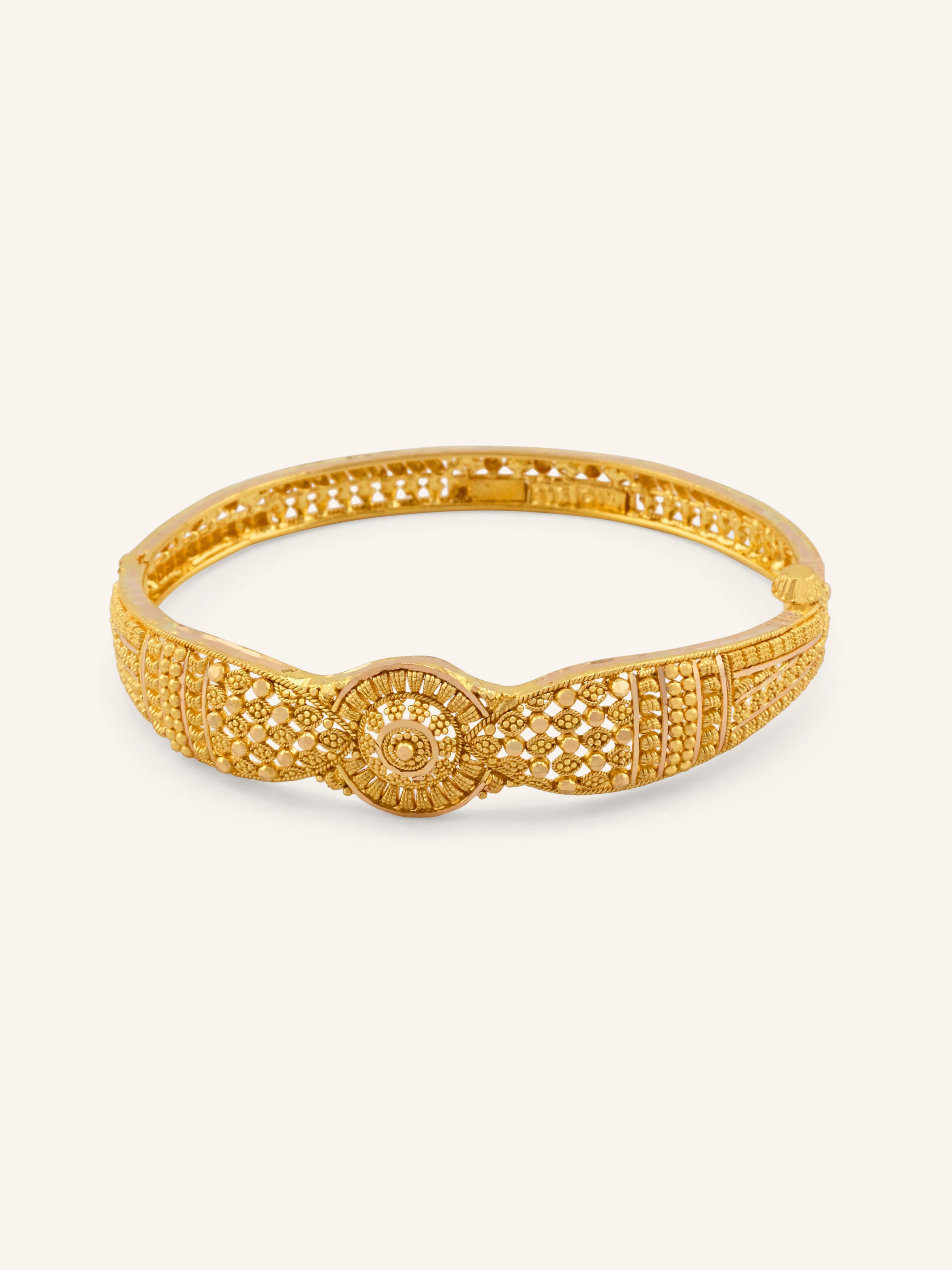 22ct Gold Filigree 1 Piece Screw Bangle
