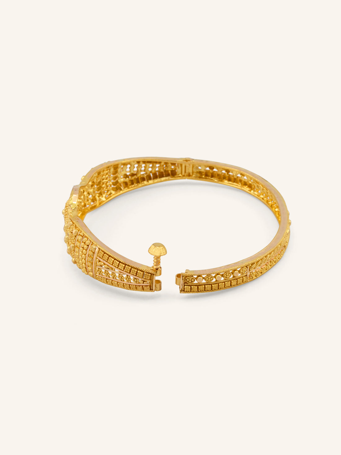 22ct Gold Filigree 1 Piece Screw Bangle