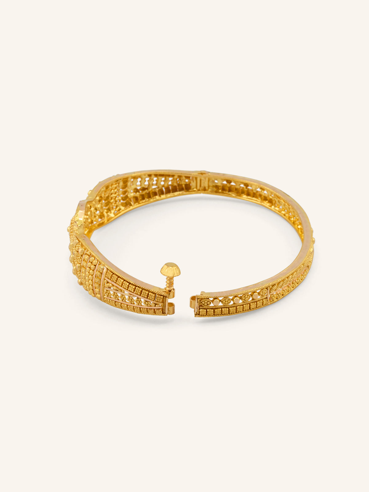 22ct Gold Filigree 1 Piece Screw Bangle