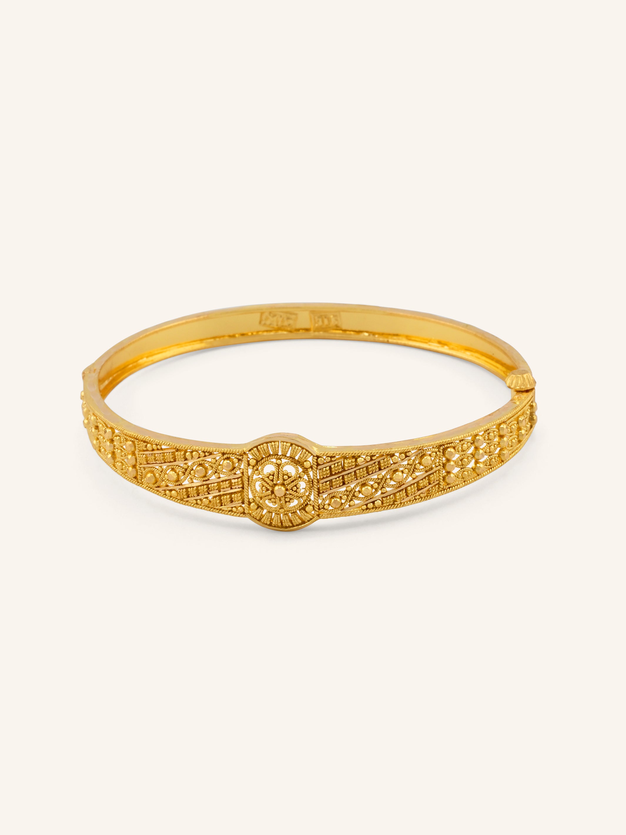 22ct Gold Filigree 1 Piece Screw Bangle