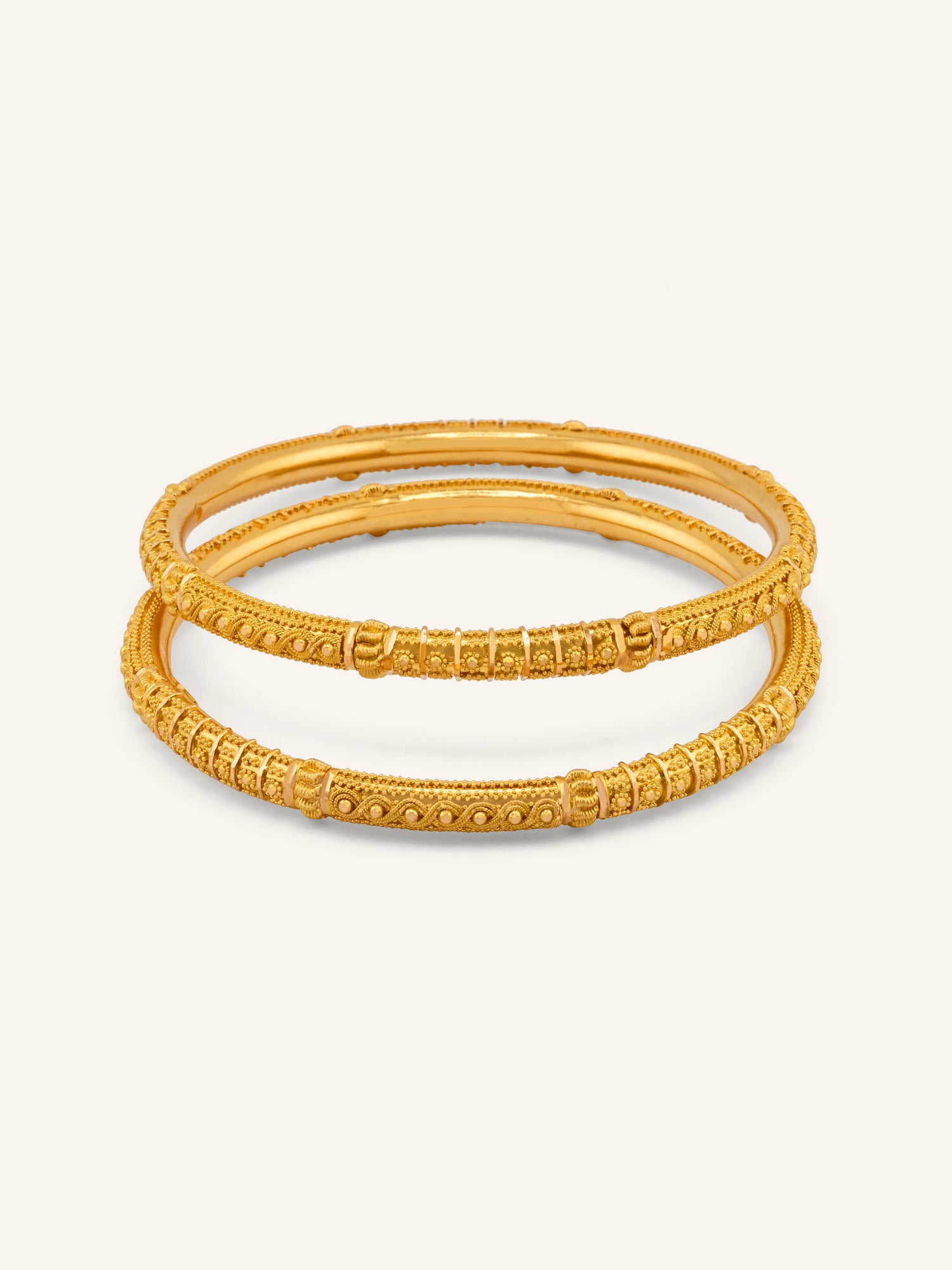 22ct Gold Filigree Pair Bangles