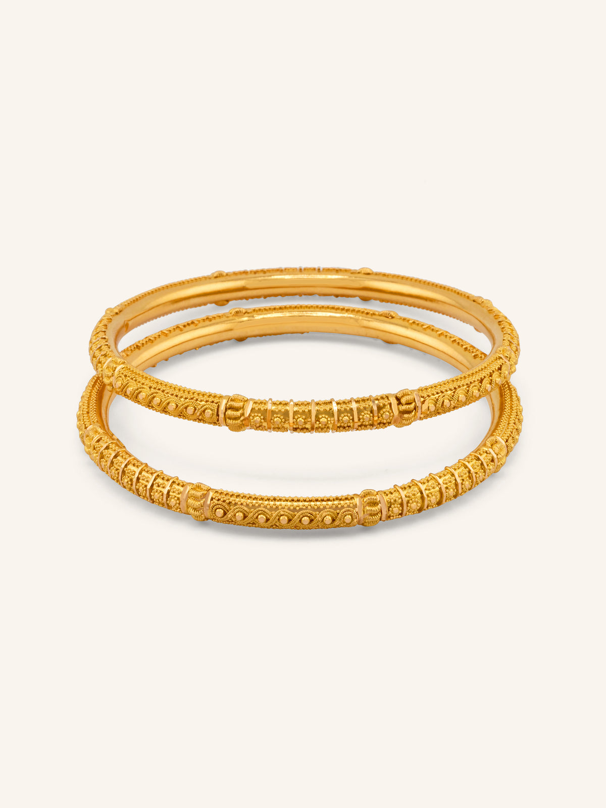 22ct Gold Filigree Pair Bangles