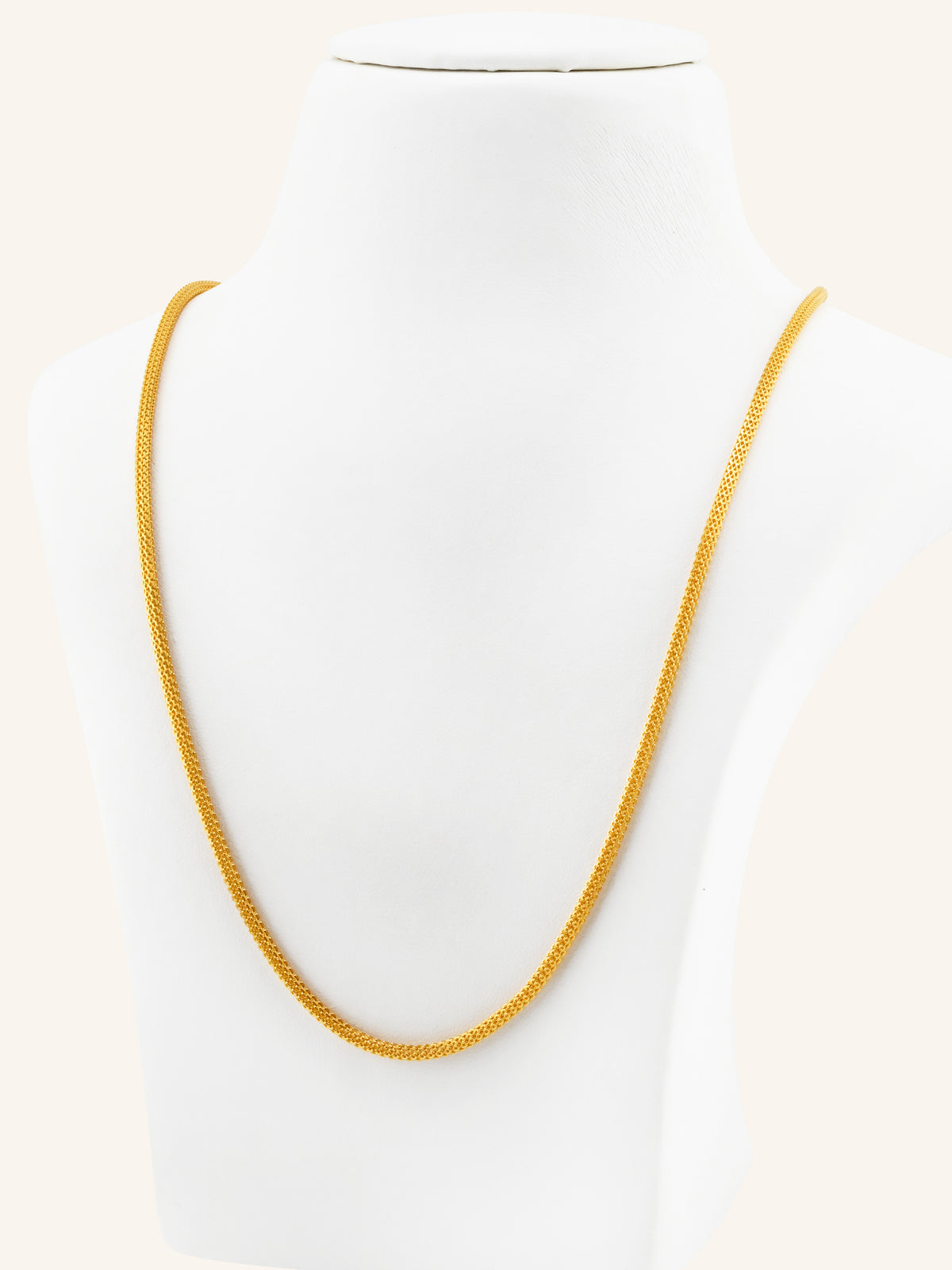 22ct Gold Round Foxtail Chain - 50 cm
