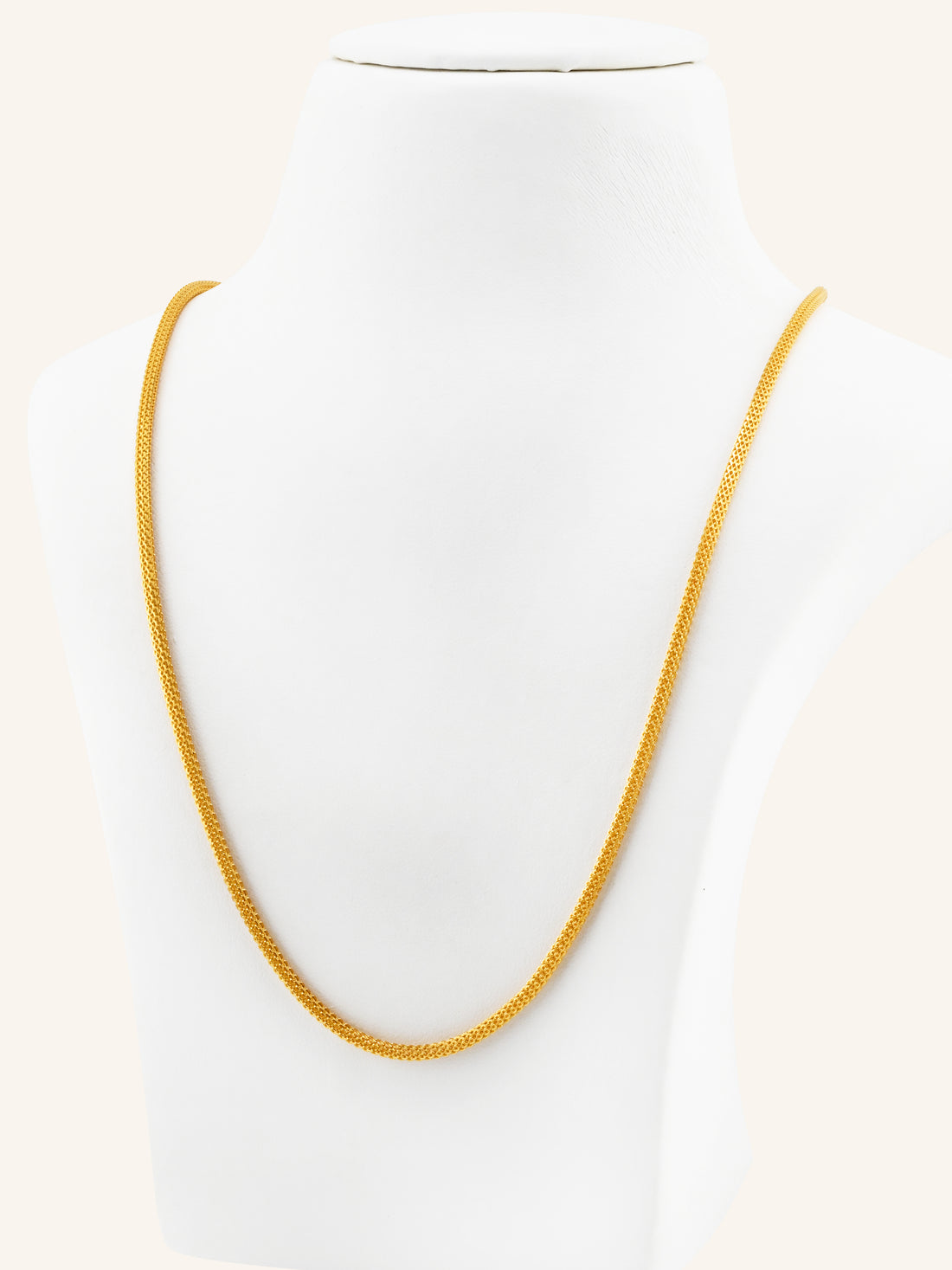 22ct Gold Round Foxtail Chain - 55 cm