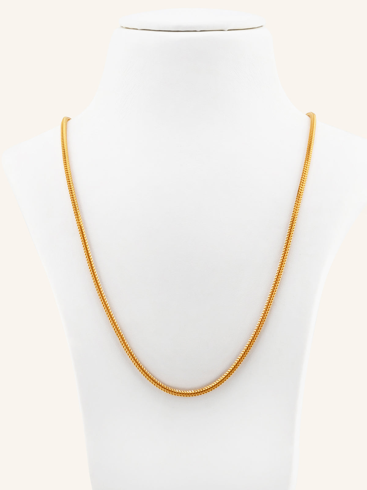 22ct Gold Round Foxtail Chain - 50 cm