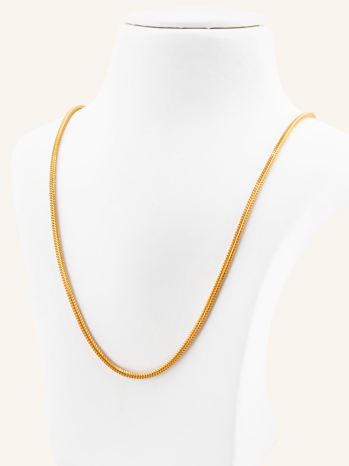22ct Gold Round Foxtail Chain - 50 cm