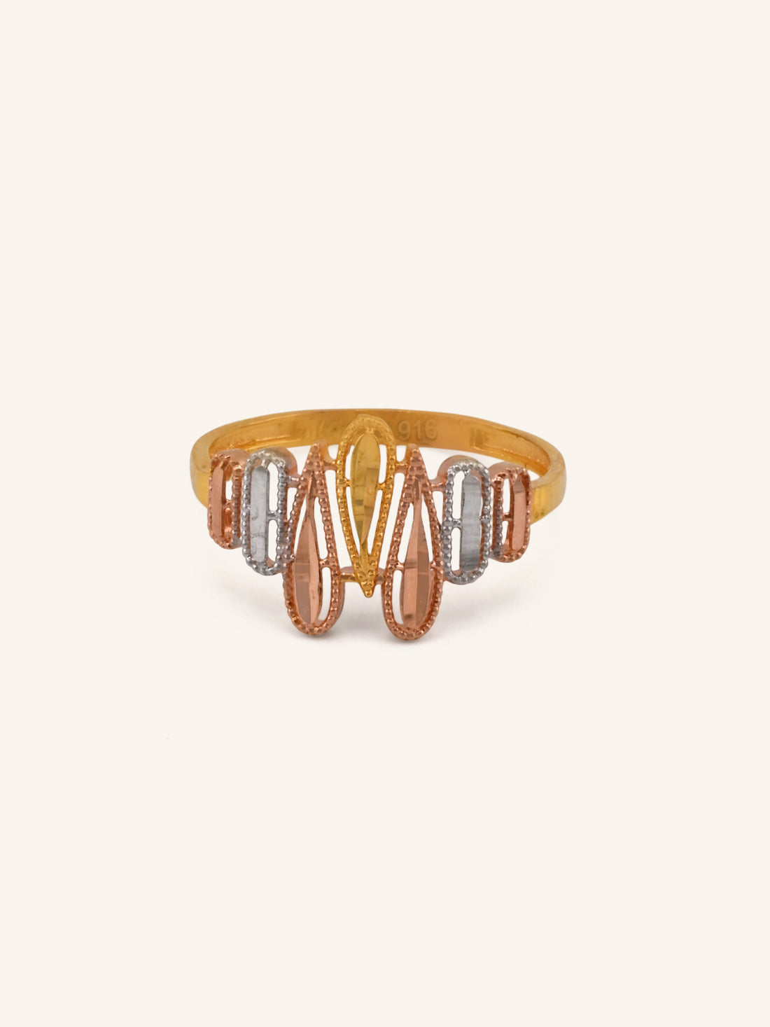 22ct Gold Three Tone Ladies Ring