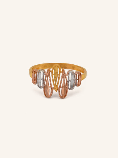 22ct Gold Three Tone Ladies Ring