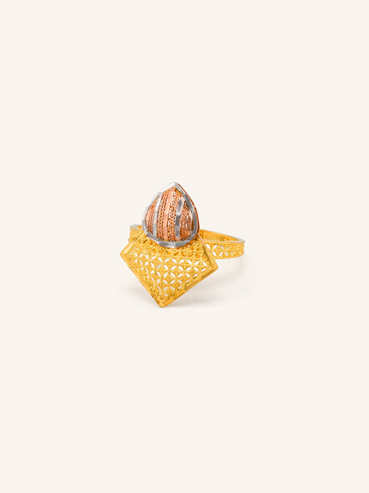 22ct Gold Three Tone Ladies Ring
