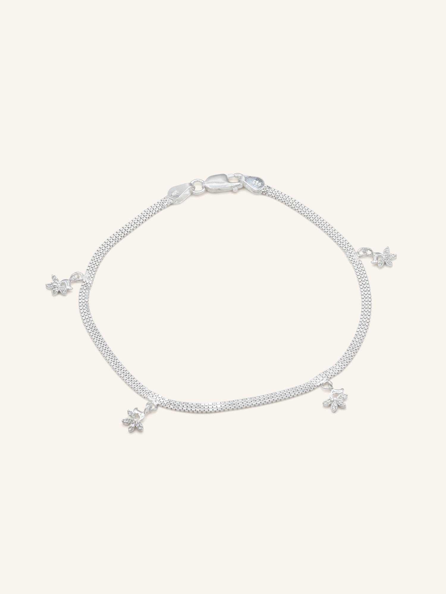 925 Sterling Silver CZ 1 Piece Anklet 27 cm