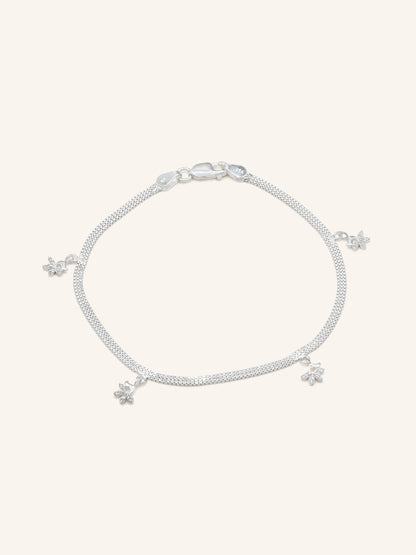 925 Sterling Silver CZ 1 Piece Anklet 27 cm
