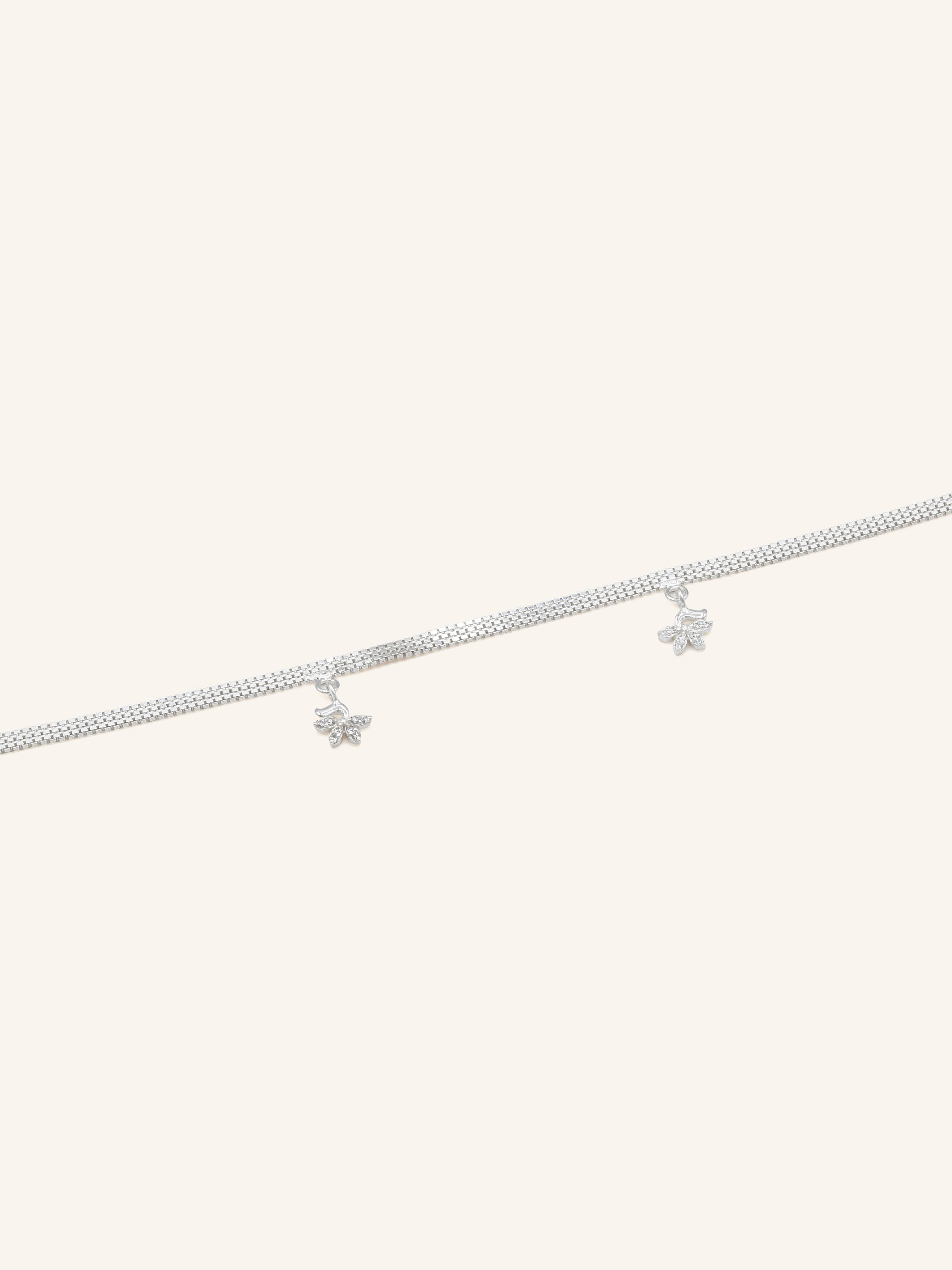 925 Sterling Silver CZ 1 Piece Anklet 27 cm