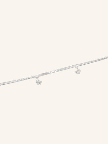 925 Sterling Silver CZ 1 Piece Anklet 27 cm