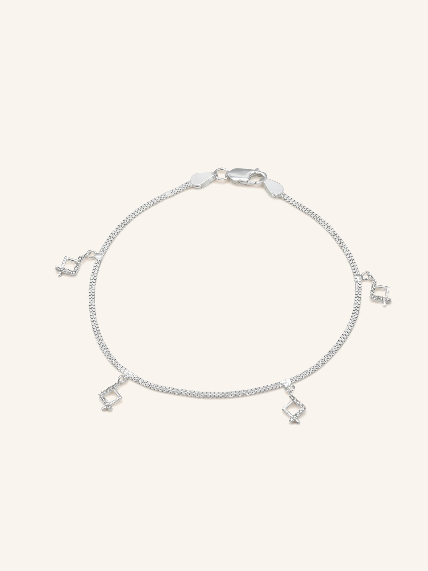 925 Sterling Silver CZ 1 Piece Anklet 27 cm