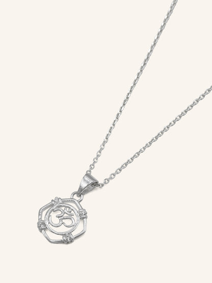 925 Sterling Silver CZ OM Pendant
