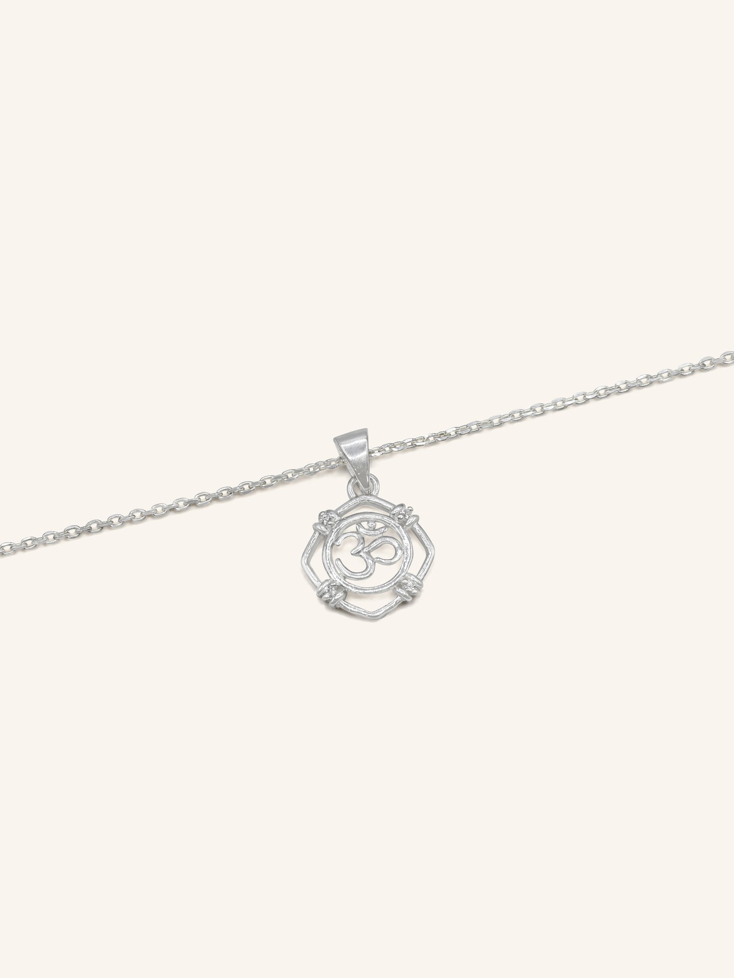 925 Sterling Silver CZ OM Pendant