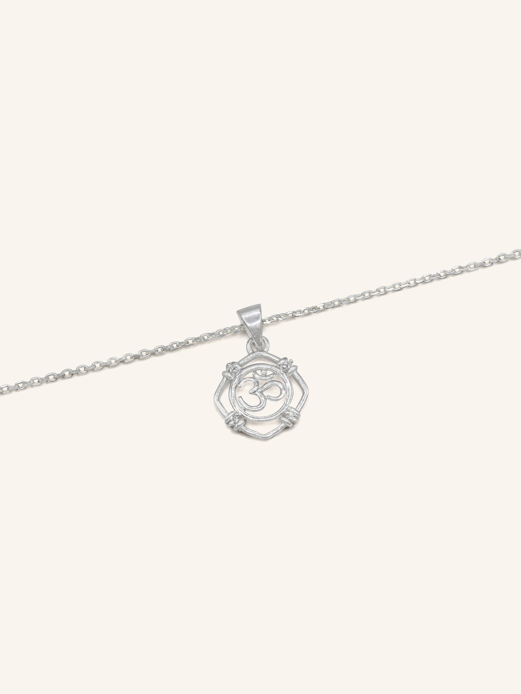 925 Sterling Silver CZ OM Pendant
