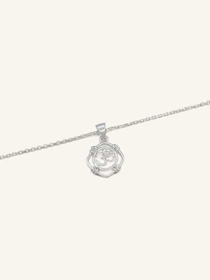 925 Sterling Silver CZ OM Pendant