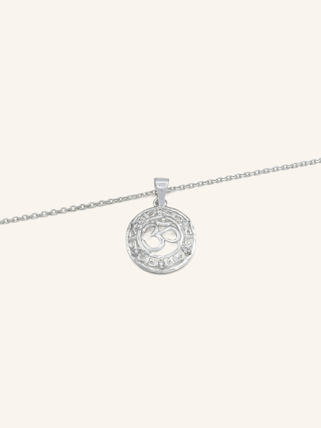 925 Sterling Silver CZ OM Pendant
