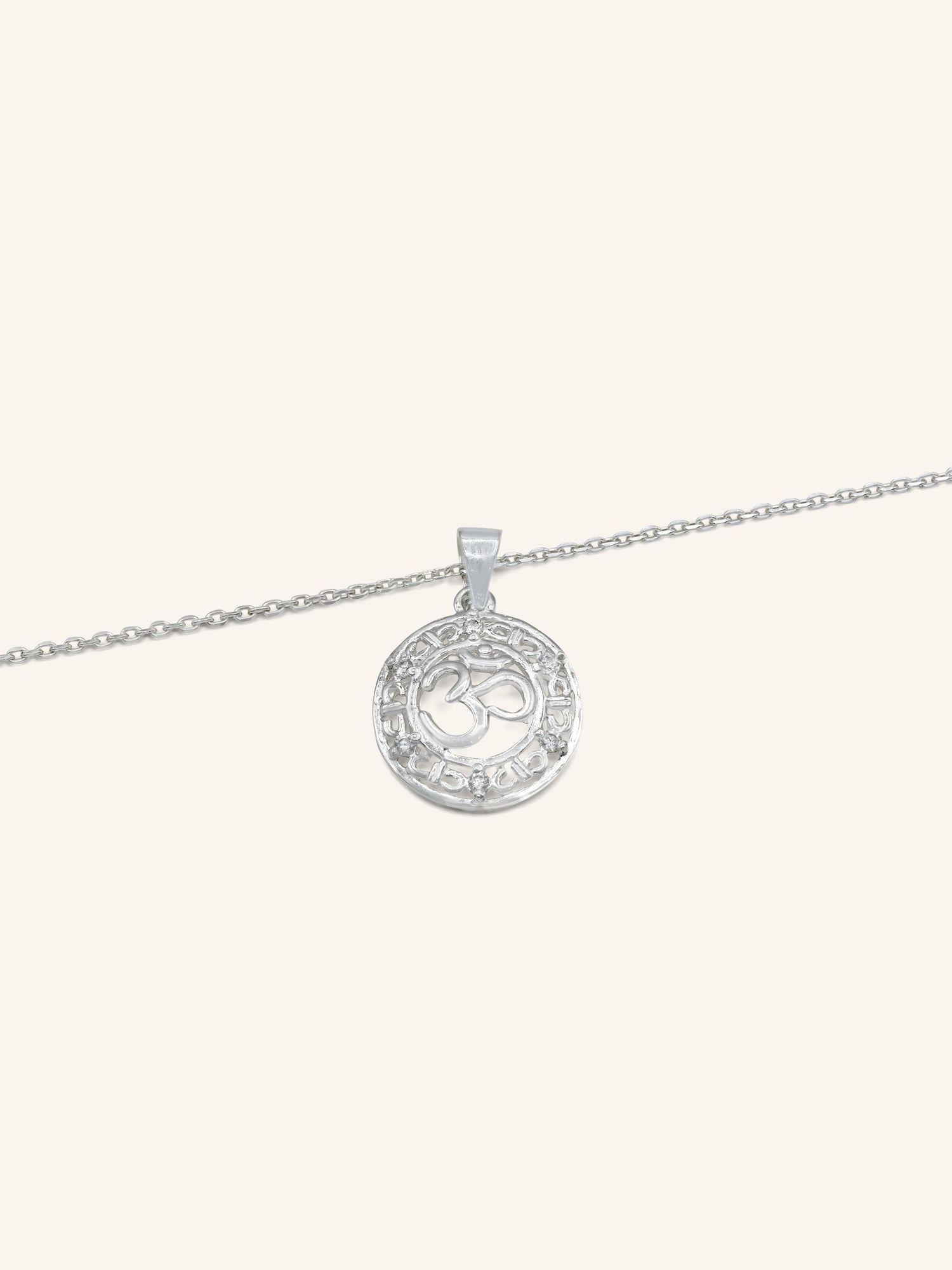 925 Sterling Silver CZ OM Pendant
