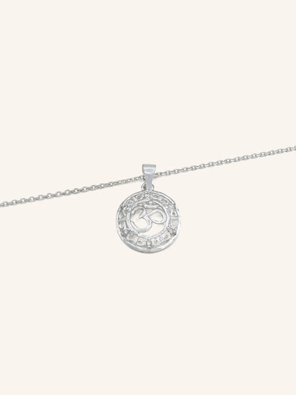 925 Sterling Silver CZ OM Pendant