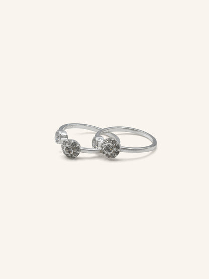 925 Sterling Silver CZ Pair Toe Ring
