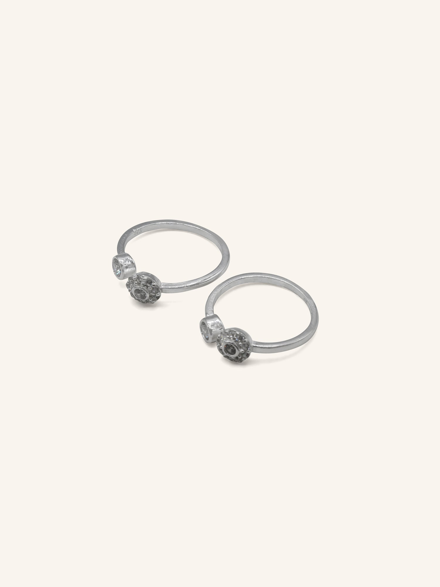 925 Sterling Silver CZ Pair Toe Ring