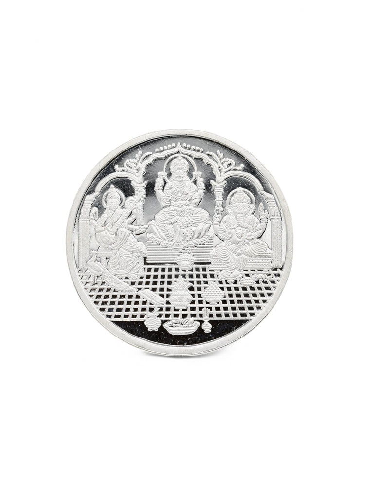 Silver Laxmi Ganesh Saraswati Coin 20 GMS