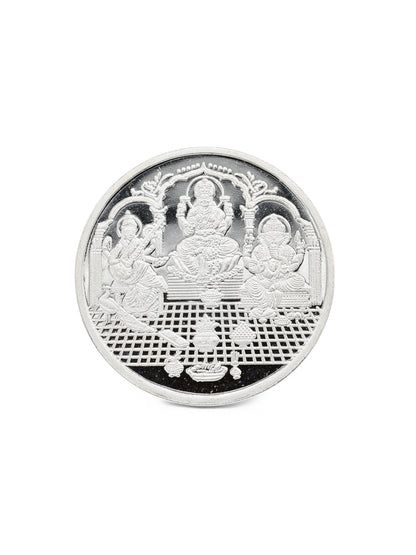 Silver Laxmi Ganesh Saraswati Coin 20 GMS