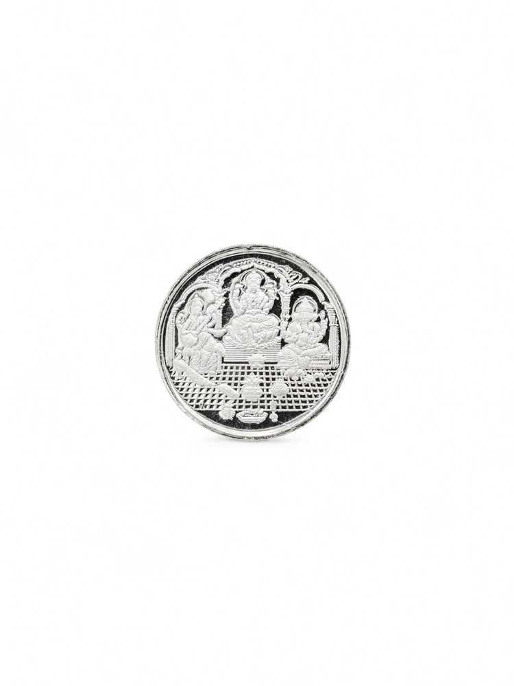 Silver Laxmi Ganesh Saraswati Coin 5 GMS