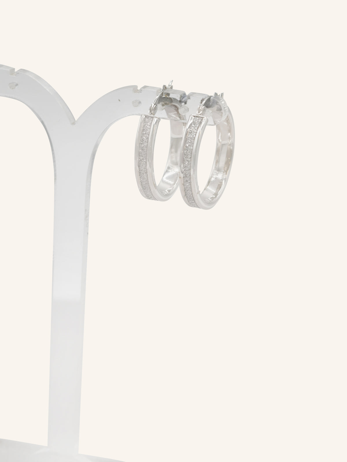 Sterling Silver Glitter Hoop Earrings