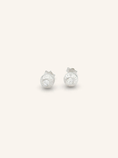 CZ Textured Ball Sterling Silver Studs